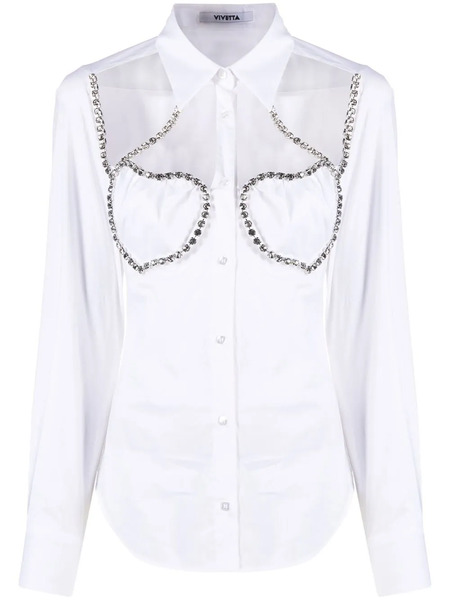  Vivetta Crystal-embellished Panelled Shirt - White 