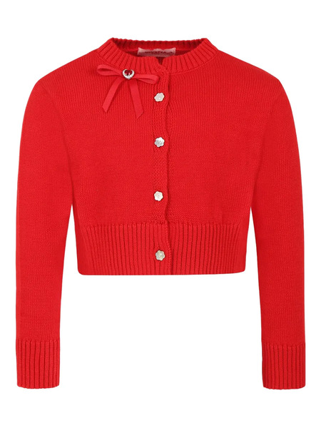  Vivetta Kids Bow-detail Cardigan - Red 