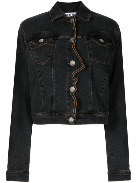  Vivetta Trim-embroidered Denim Jacket - Grey 