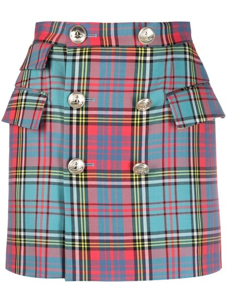  Vivienne Westwood High-waisted Check-pattern Skirt - Blue 