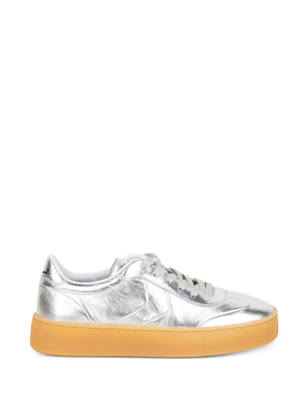 Voile Blanche Leather Lace-up Sneakers - Silver 