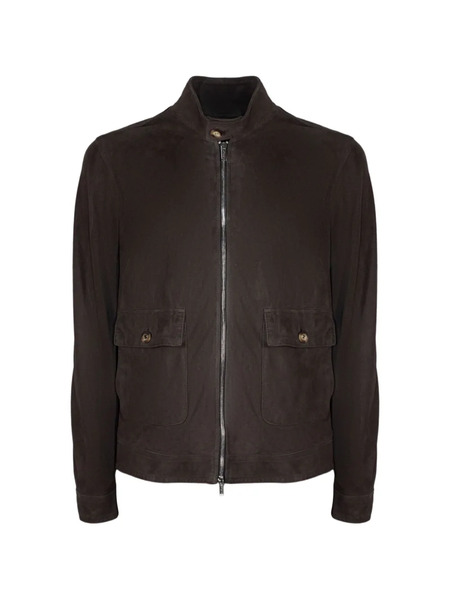  Volfagli Plutone High-collar Suede Jacket - Brown 