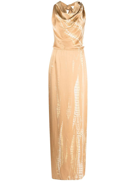  Voz Convertible Silk Maxi Dress - Brown 