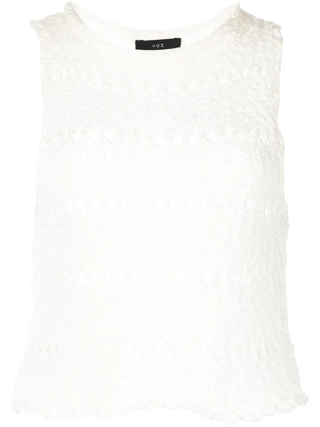  Voz Flammé Knitted Crop Top - White 