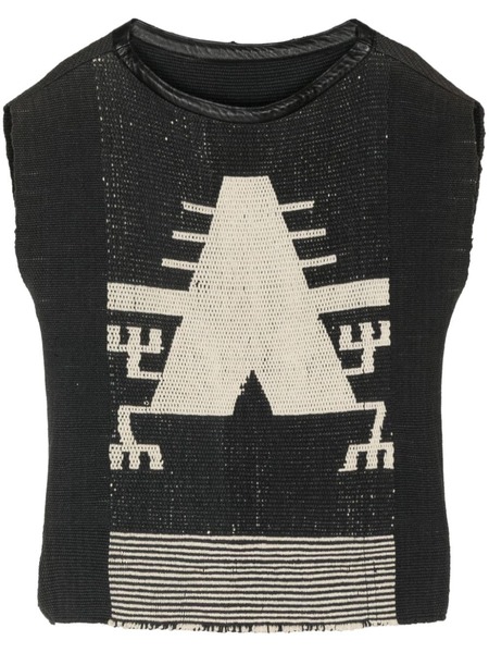  Voz Intarsia-knit Cotton Top - Black 