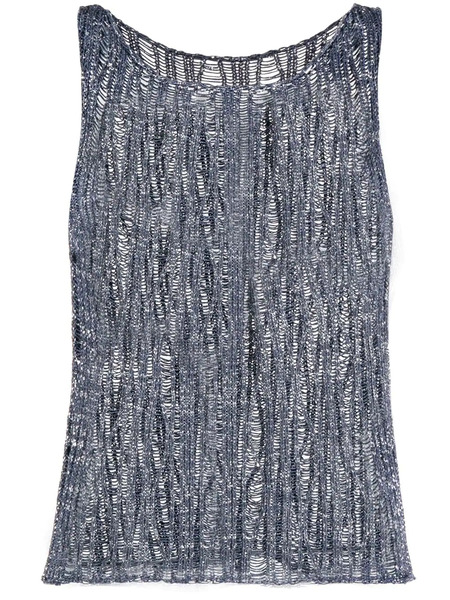  Voz Lace Knit Tank Top - Blue 