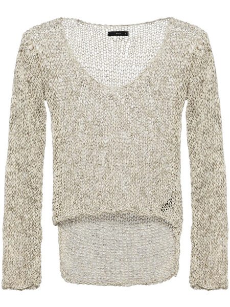  Voz Marl-knit High-low Top - Neutrals 