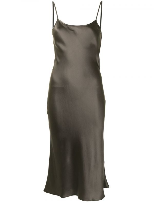  Voz Midi Silk Slip Dress - Brown 