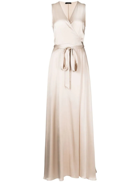  Voz Neck Wrap-style Maxi Dress - Neutrals 