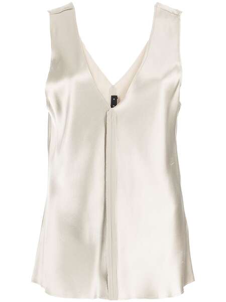  Voz Raw-cut Silk Tank Top - Grey 