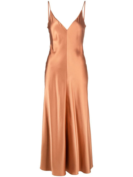 Voz Satin-finish V-neck Dress - Brown 