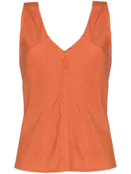  Voz V-neck Seam-detailing Top - Orange 
