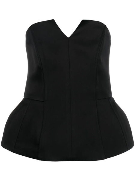  V:pm Atelier Lumi Peplum-hem Satin Top - Black 