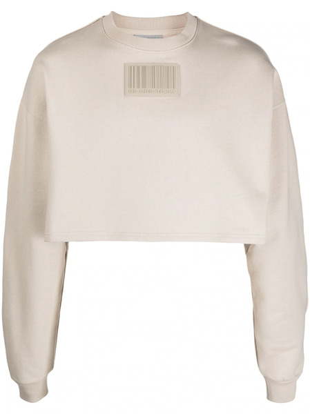  Vtmnts Barcode-patch Cropped Sweatshirt - Neutrals 