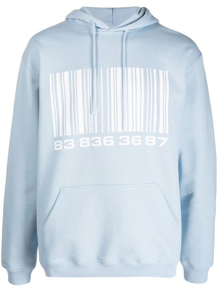  Vtmnts 'big Barcode' Cotton-blend Hoodie - Blue 