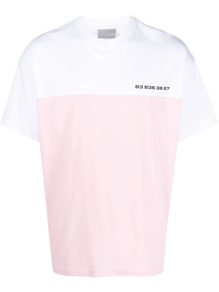  Vtmnts Logo-print Colour-block T-shirt - Pink 