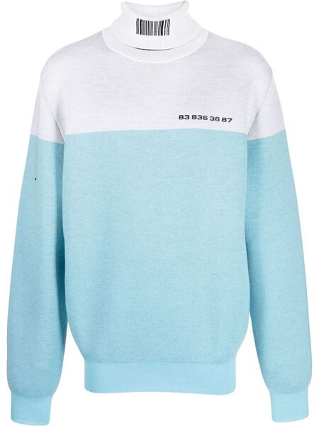  Vtmnts Raised-logo Two-tone Jumper - Blue 