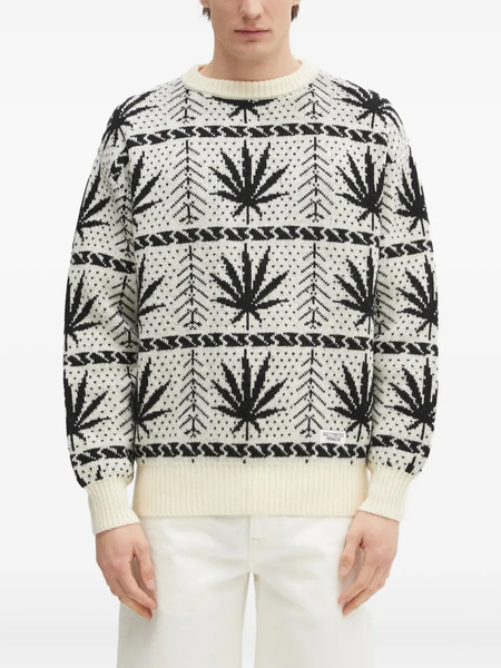  Wacko Maria Leaf-pattern Sweater - Neutrals 