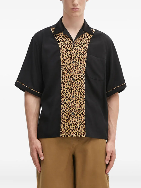  Wacko Maria Leopard-print Panel Shirt - Black 
