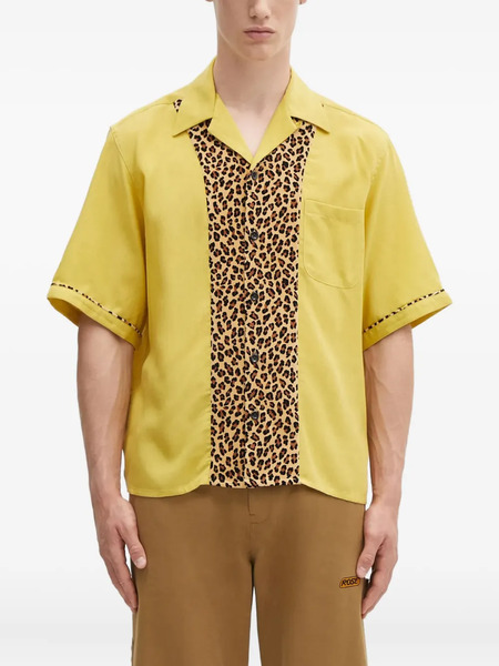  Wacko Maria Leopard-print Panel Shirt - Yellow 