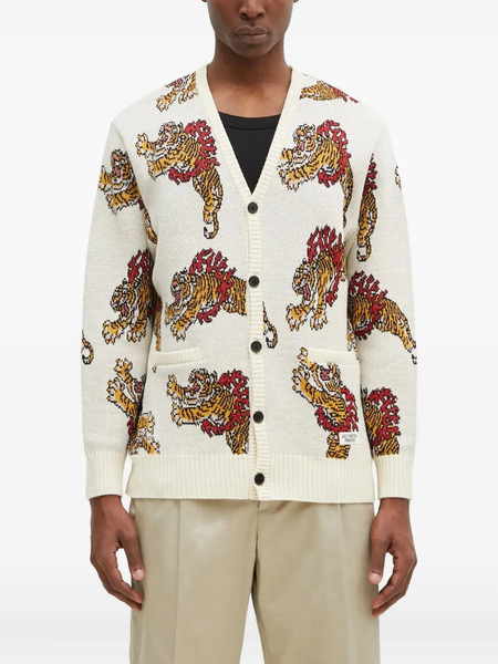  Wacko Maria X Tim Lehi Tiger-patterned Cardigan - Neutrals 