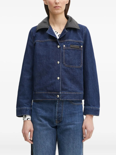  Wales Bonner Leather-collar Denim Jacket - Blue 