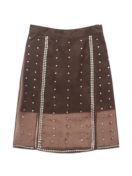  Wales Bonner Presence Studded Midi Skirt - Brown 