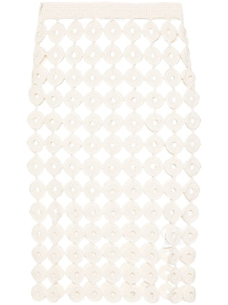  Wales Bonner Stanza Crochet-knit Midi Skirt - Neutrals 