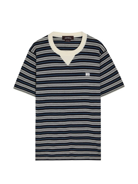  Wales Bonner Striped-pattern V-neck T-shirt - Blue 