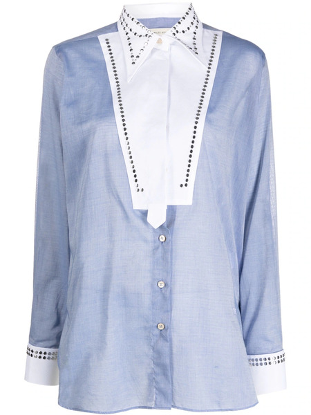  Wales Bonner Stud-embellished Bib Shirt - Blue 