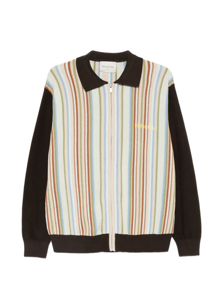  Walk In Paris Pinstripe Zip-up Cardigan - Neutrals 