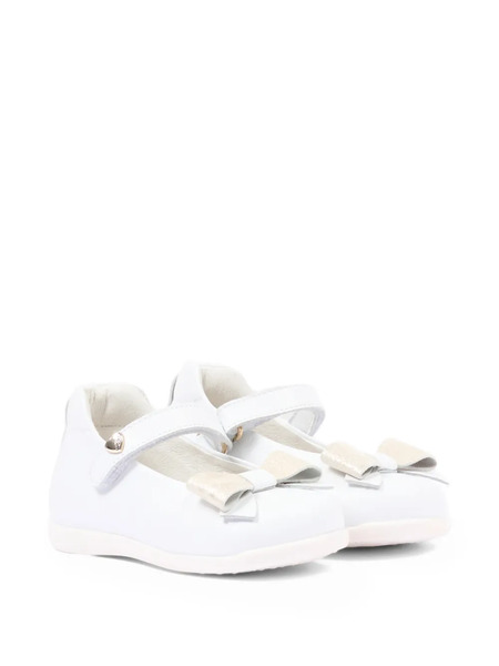  Walkey Bow Strap Ballerina Shoes - White 
