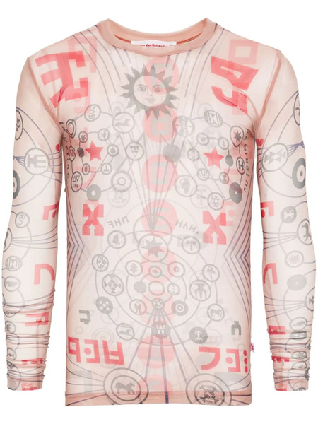 Walter Van Beirendonck Graphic-print Mesh Top - Neutrals 