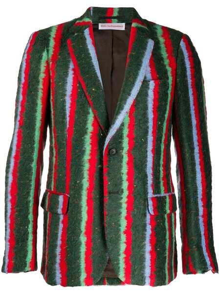  Walter Van Beirendonck Pre-owned 2014-2015 Crossed Crocodiles Growl Striped Blazer - Green 