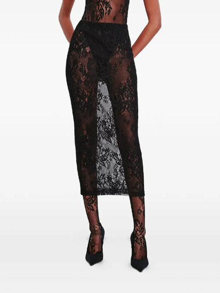 Wardrobe.nyc Floral Lace Skirt - Black 