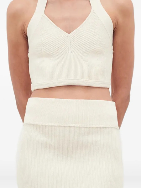  Wardrobe.nyc Ribbed Halterneck Top - Neutrals 