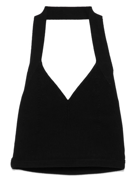  Wardrobe.nyc V-neck Ribbed Top - Black 