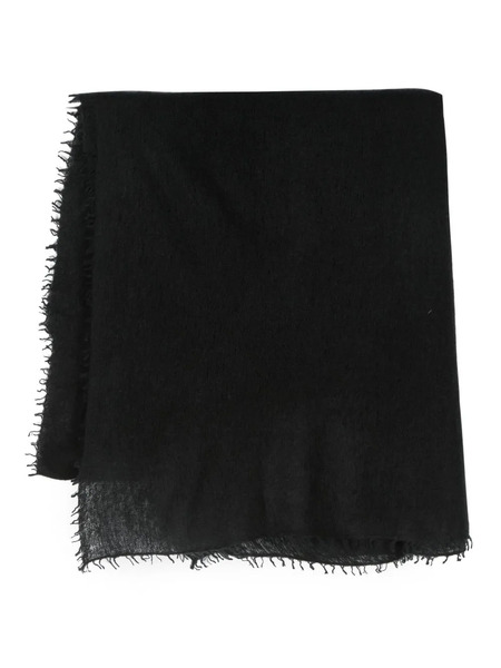  Warm-me Frayed-edge Knit Scarf - Black 