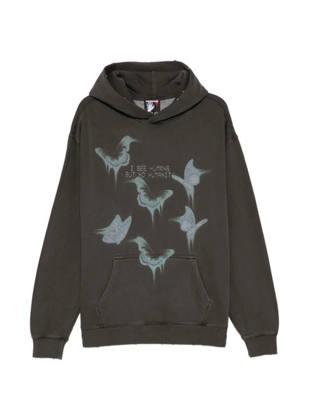  Warman Butterfly-print Hoodie - Grey 