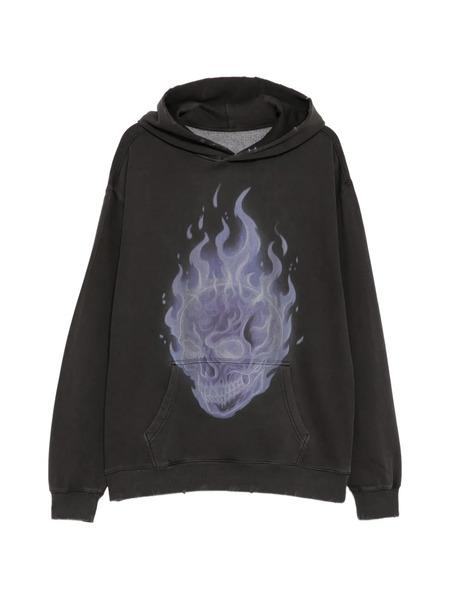  Warman Skull Printed Hoodie - Black 