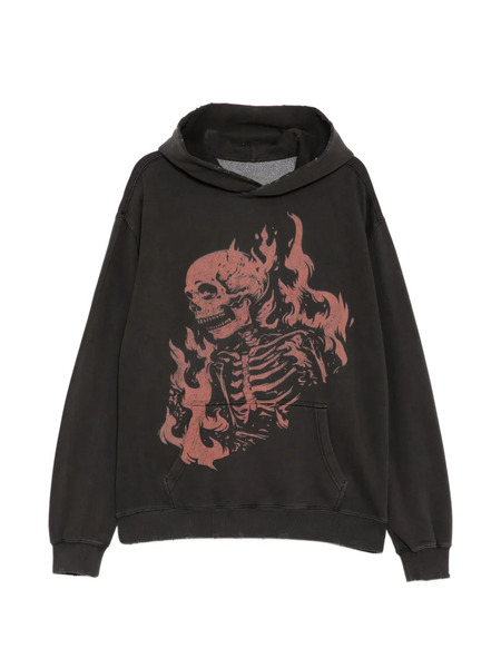  Warman Skull Printed Hoodie - Black 