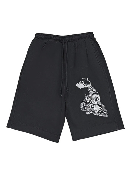  Warren Lotas Graphic-print Drawstring Shorts - Black 