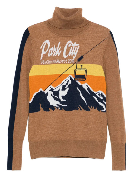  We Norwegians Mountain-print Sweater - Brown 