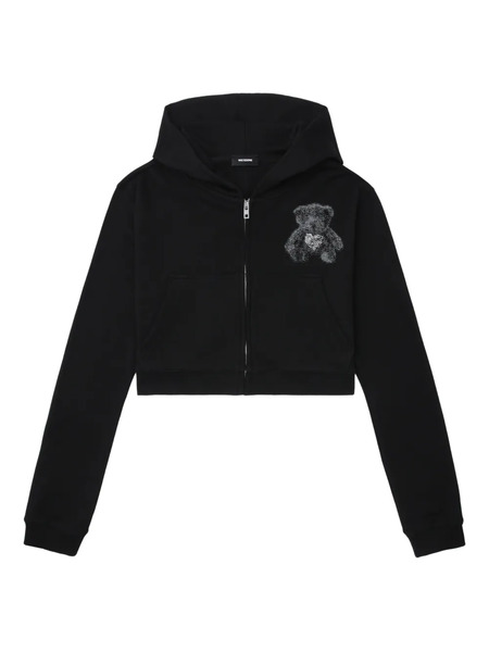  We11done Bear-print Zip-up Hoodie - Black 