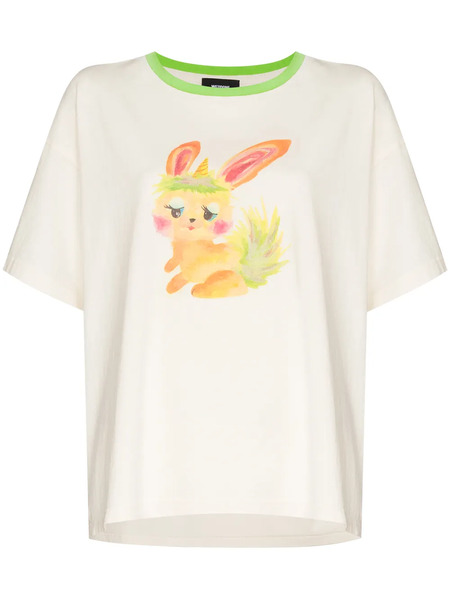  We11done Bunny-print Crew-neck T-shirt - Neutrals 