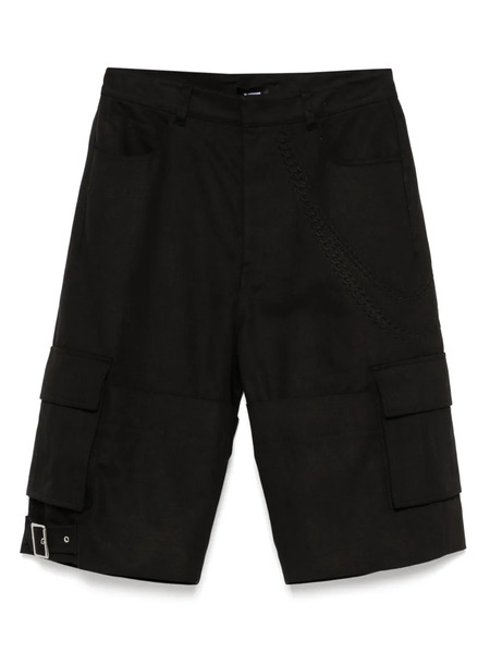  We11done Embossed-detail Cargo Shorts - Black 