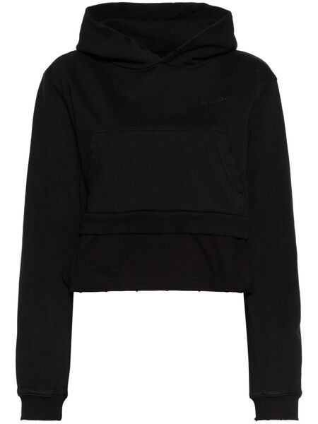  We11done Faux-pearl Embellishment Layered Hoodie - Black 