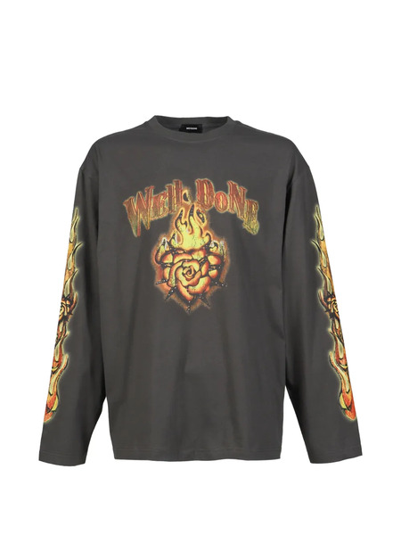  We11done Flame-graphic T-shirt - Grey 