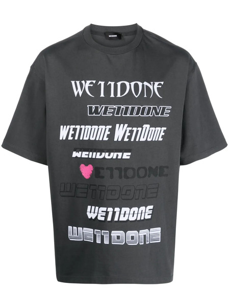  We11done Logo-print Cotton T-shirt - Grey 