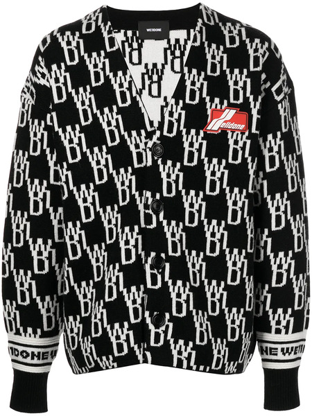  We11done Monogram V-neck Cardigan - Black 